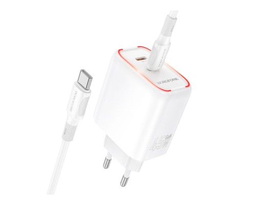 Мережевий Зарядний Пристрій Borofone BA90A 2USB-C PD/QC45W+Type-C to Type-C