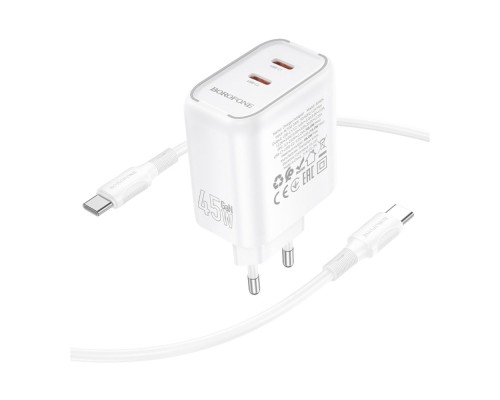 Мережевий Зарядний Пристрій Borofone BA90A 2USB-C PD/QC45W+Type-C to Type-C