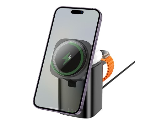 Бездротовий Зарядний Пристрій Hoco CQ20 3-in-1 15W Magnetic (iWatch)