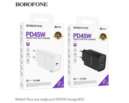 Мережевий Зарядний Пристрій Borofone BA86A 1USB-C PD/QC 45W