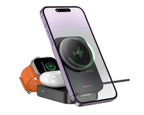 Бездротовий Зарядний Пристрій Borofone BQ38 3-in-1 For iWatch