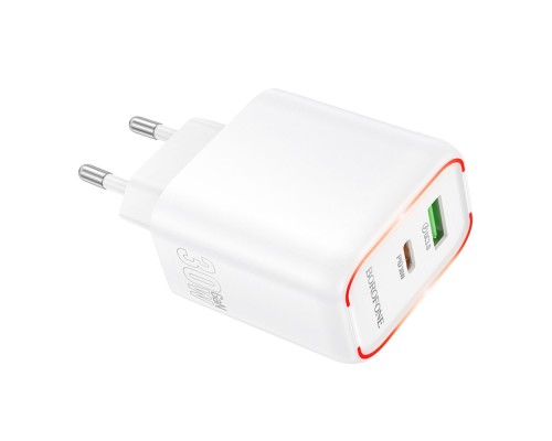Мережевий Зарядний Пристрій Borofone BA89A 1USB-C/1USB PD/QC 30W+Type-C to Lightning