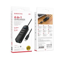 Хаб USB Borofone DH5 4-in-1 (Type-C to USB3.0+USB2.0*3)(L=0.2M)
