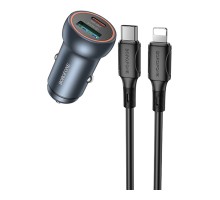 Автомобільний Зарядний Пристрій Borofone BZ32A 1USB/1USB-C QC/PD30W+Type-C to Lightning