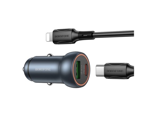 Автомобільний Зарядний Пристрій Borofone BZ32A 1USB/1USB-C QC/PD30W+Type-C to Lightning
