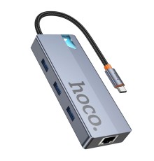 Хаб USB Hoco HB51 Type-C 6-in-1 (HDTV+RJ45-100Mbps+PD+USB3.0*3)