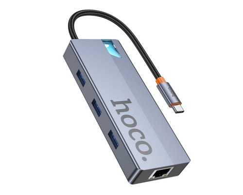 Хаб USB Hoco HB51 Type-C 6-in-1 (HDTV+RJ45-100Mbps+PD+USB3.0*3)