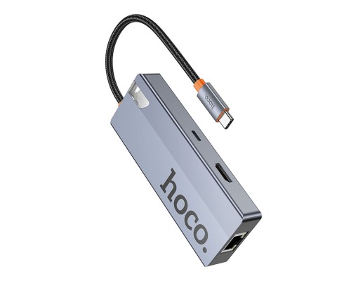 Хаб USB Hoco HB51 Type-C 6-in-1 (HDTV+RJ45-100Mbps+PD+USB3.0*3)