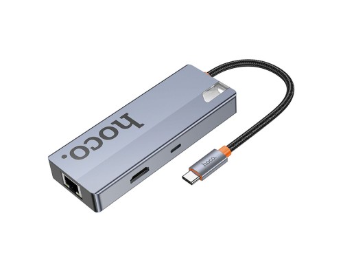 Хаб USB Hoco HB51 Type-C 6-in-1 (HDTV+RJ45-100Mbps+PD+USB3.0*3)