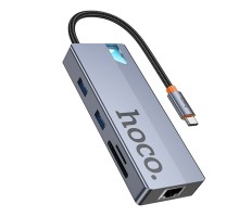 Хаб USB Hoco HB52 Type-C 8-in-1 (HDTV+RJ45-100Mbps+SD/TF+PD+Type-C3.0+USB3.0*2)
