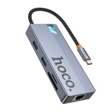 Хаб USB Hoco HB52 Type-C 8-in-1 (HDTV+RJ45-100Mbps+SD/TF+PD+Type-C3.0+USB3.0*2)