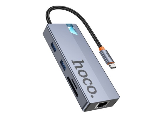 Хаб USB Hoco HB52 Type-C 8-in-1 (HDTV+RJ45-100Mbps+SD/TF+PD+Type-C3.0+USB3.0*2)