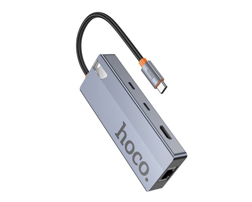 Хаб USB Hoco HB52 Type-C 8-in-1 (HDTV+RJ45-100Mbps+SD/TF+PD+Type-C3.0+USB3.0*2)
