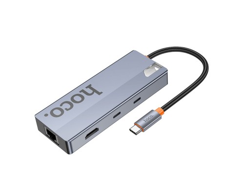 Хаб USB Hoco HB52 Type-C 8-in-1 (HDTV+RJ45-100Mbps+SD/TF+PD+Type-C3.0+USB3.0*2)