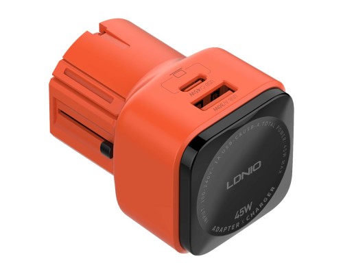 Мережевий Зарядний Пристрій LDNIO Q2420 GAN 45W+Type-C to Type-C