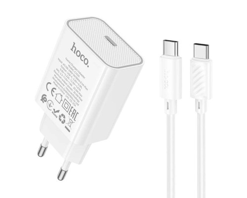 Мережевий Зарядний Пристрій Hoco C143A 1USB-C PD/QC 20W+Type-C to Type-C