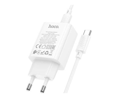 Мережевий Зарядний Пристрій Hoco C143A 1USB-C PD/QC 20W+Type-C to Type-C