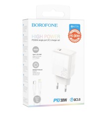 Мережевий Зарядний Пристрій Borofone BA77A Insightful PD/QC 30W Type-C to Lightning М'ята упаковка