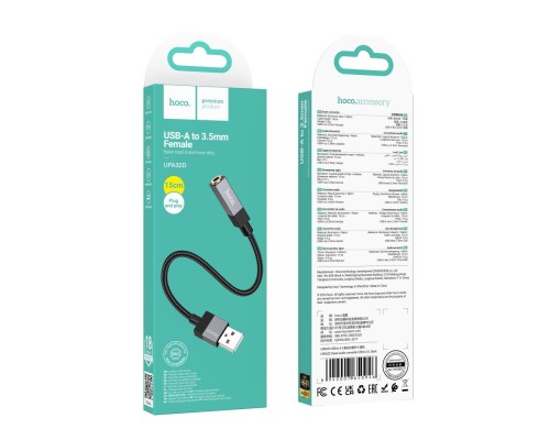 Кабель Aux Hoco UPA32D USB-A to Aux 3.5mm (Female) 15cm