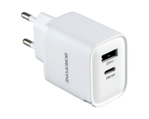 Мережевий Зарядний Пристрій Borofone BA83A 1USB-C/1USB PD/QC 20W+Type-C to Type-C