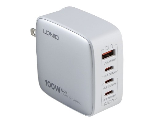 Мережевий Зарядний Пристрій LDNIO Q408 100W3USB-C/1USB+Type-C to Type-C
