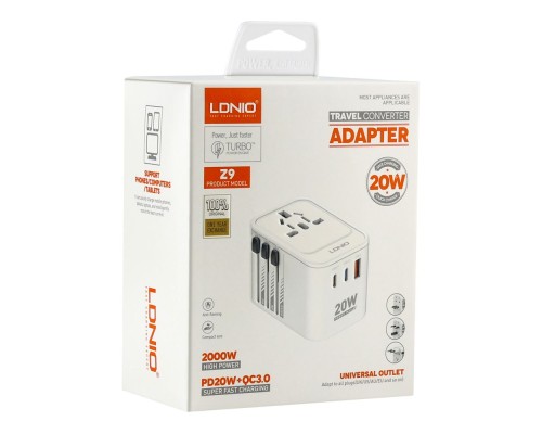 Мережевий Перехідник LDNIO Z9 2USB-C/1USB 20W