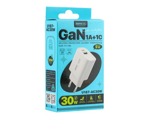Мережевий Зарядний Пристрій Remax U187-AC30W Gan