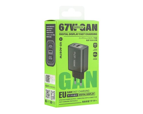 Мережевий Зарядний Пристрій Remax U2-AC67W Gan
