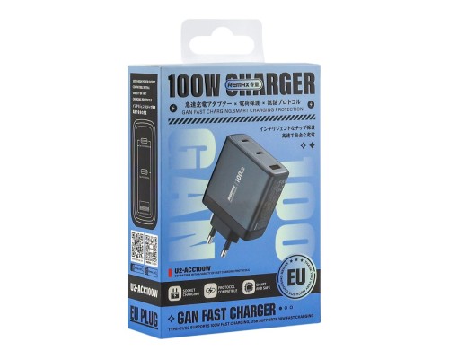 Мережевий Зарядний Пристрій Remax U2-ACC100W Gan