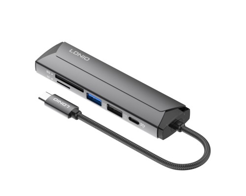 USB Hub LDNIO DS-56H Type-C To PD3.0*1(100W)+HDMI*1(4K@30hz)+USB2.0*1+SD+TF USB Hub LDNIO DS-56H Type-C To PD3.0*1(100W)+HDMI*1(4K@30hz)+USB2.0*1+SD+TF