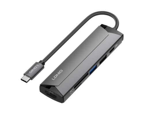 USB Hub LDNIO DS-56H Type-C To PD3.0*1(100W)+HDMI*1(4K@30hz)+USB2.0*1+SD+TF USB Hub LDNIO DS-56H Type-C To PD3.0*1(100W)+HDMI*1(4K@30hz)+USB2.0*1+SD+TF