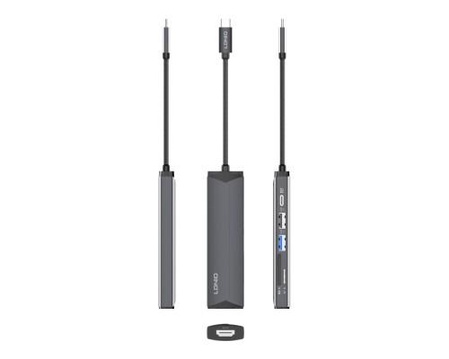 USB Hub LDNIO DS-56H Type-C To PD3.0*1(100W)+HDMI*1(4K@30hz)+USB2.0*1+SD+TF USB Hub LDNIO DS-56H Type-C To PD3.0*1(100W)+HDMI*1(4K@30hz)+USB2.0*1+SD+TF