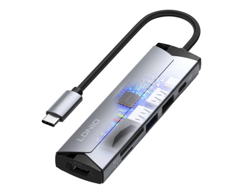 USB Hub LDNIO DS-56H Type-C To PD3.0*1(100W)+HDMI*1(4K@30hz)+USB2.0*1+SD+TF USB Hub LDNIO DS-56H Type-C To PD3.0*1(100W)+HDMI*1(4K@30hz)+USB2.0*1+SD+TF