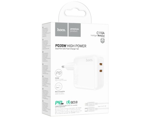 Мережевий Зарядний Пристрій Hoco C110A Lucky PD/QC 35W Type-C to Lightning М'ята упаковка