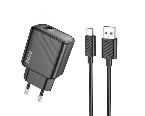 Мережевий Зарядний Пристрій Hoco CS21A 1USB QC 18W+USB to Type-C