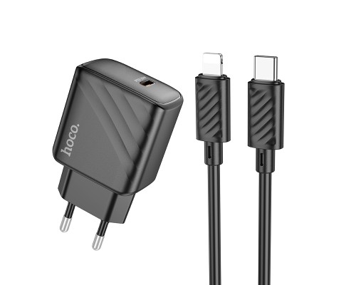 Мережевий Зарядний Пристрій Hoco CS22A 1USB-C PD/QC 30W+Type-C to Lightning