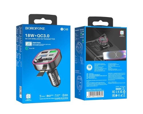 FM-трансмітер Borofone BC48 Broad QC3.0 car BT FM transmitter М'ята упаковка