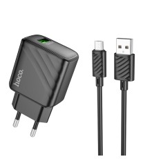 Мережевий Зарядний Пристрій Hoco CS21A 1USB QC 18W+USB to Micro