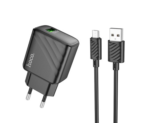 Мережевий Зарядний Пристрій Hoco CS21A 1USB QC 18W+USB to Micro