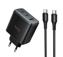 Мережевий Зарядний Пристрій Hoco C160A 2USB-C/1USB QC/PD65W+Type-C to Type-C