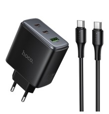 Мережевий Зарядний Пристрій Hoco C160A 2USB-C/1USB QC/PD65W+Type-C to Type-C