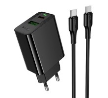 Сетевое Зарядное Устройство Hoco CS95A 1USB/1USB-C QC/PD 30W+Type-C to Type-C