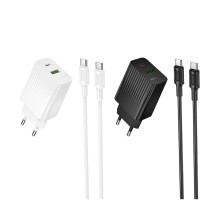Мережевий Зарядний Пристрій Borofone BAS74A 1USB-C/1USB PD/QC 20W+Type-C to Type-C