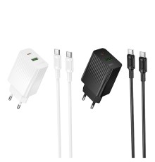 Мережевий Зарядний Пристрій Borofone BAS74A 1USB-C/1USB PD/QC 20W+Type-C to Type-C