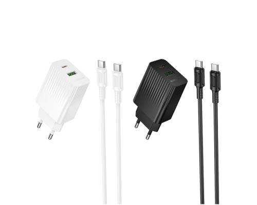 Мережевий Зарядний Пристрій Borofone BAS74A 1USB-C/1USB PD/QC 20W+Type-C to Type-C