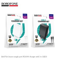 Мережевий Зарядний Пристрій Borofone BAS75A 1USB-C PD/QC 30W+Type-C to Type-C