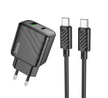 Мережевий Зарядний Пристрій Hoco CS23A 1USB/1USB-C PD/QC 30W+Type-C to Type-C