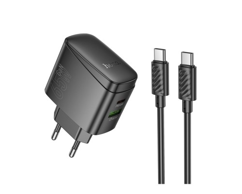 Мережевий Зарядний Пристрій Hoco CS63A 1USB/1USB-C PD65W/QC GAN+Type-C to Type-C