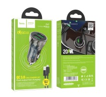 Автомобільний Зарядний Пристрій Hoco Z47 Transparent QC3.0 18W Micro