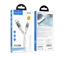 Кабель USB Hoco U115 Transparent PD20W With Display Type-C to Lightning 1.2m